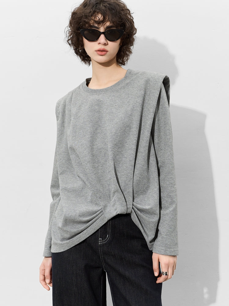 Asymmetric Round Neck Sweatshirt_BDHL7014