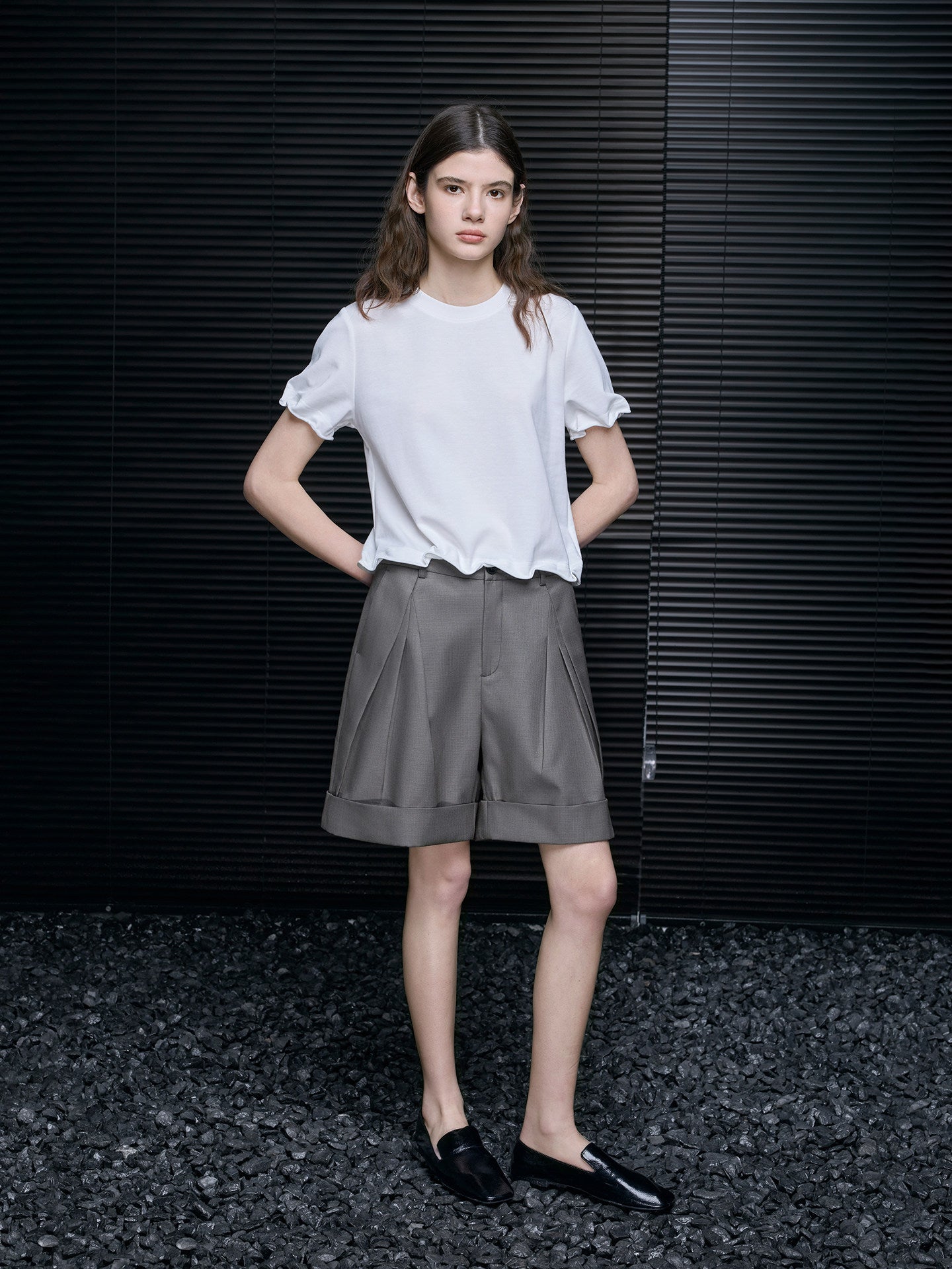 Petal Sleeve Cotton Blend Tee_BDHL8349