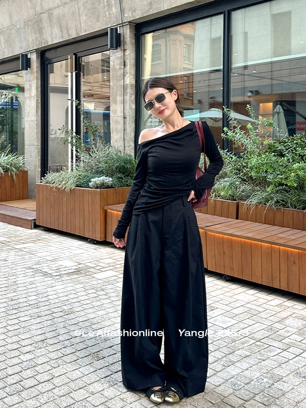 One-Shoulder Long-Sleeved T-Shirt_BDHL7734