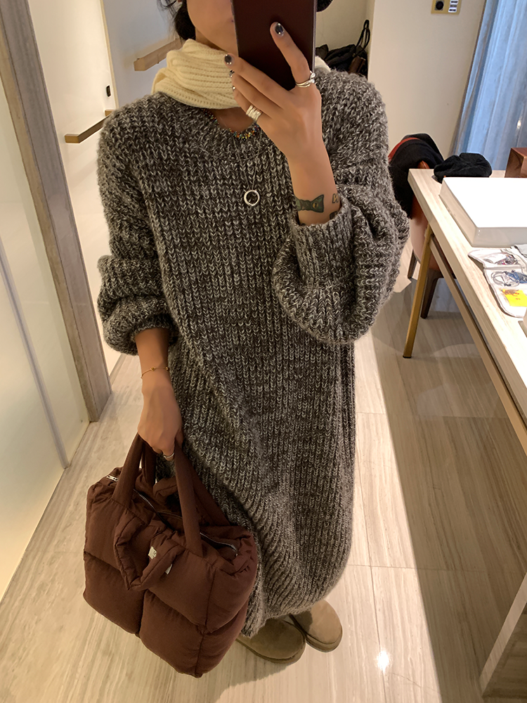Loose Thick Knit Long Dress_BDHL6729