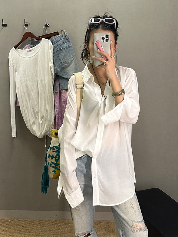 Lace-Stitched Thin Shirt_BDHL7272