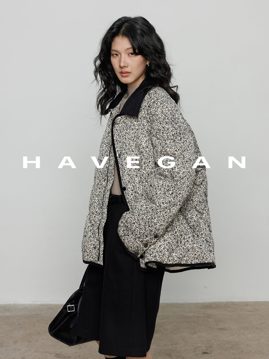 翻領花卉羽絨衣_BDHL7887