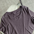 Deep U-Neck Short-Sleeved Tops_BDHL7577