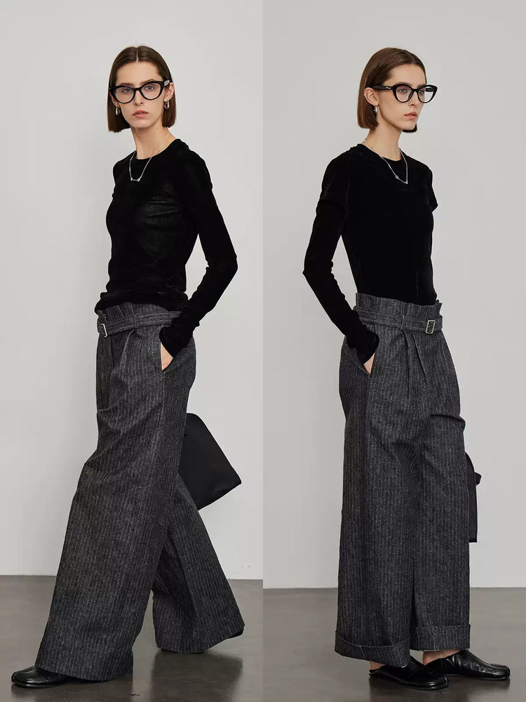 High-Waist Striped Tweed Pants_BDHL6443