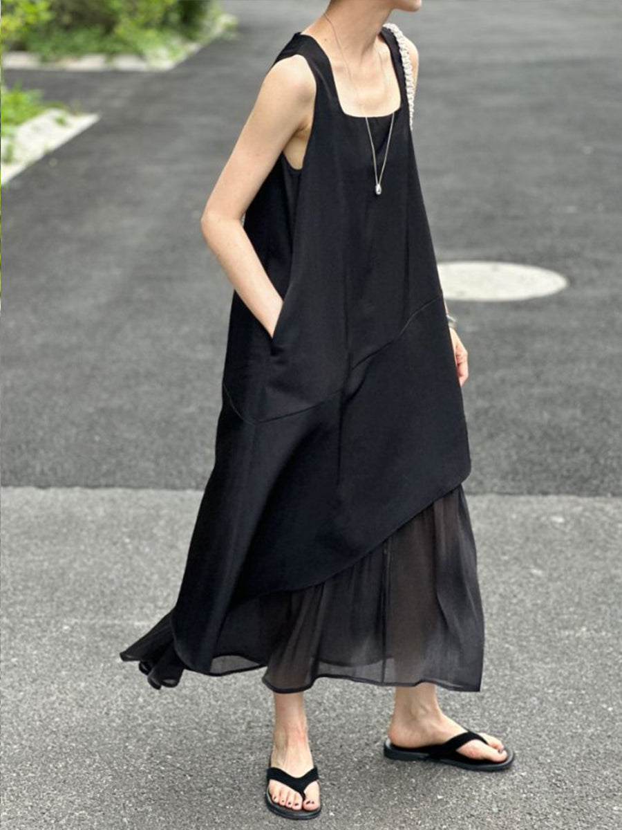 Splicing Fishtail Sleeveless Dress_BDHL7528