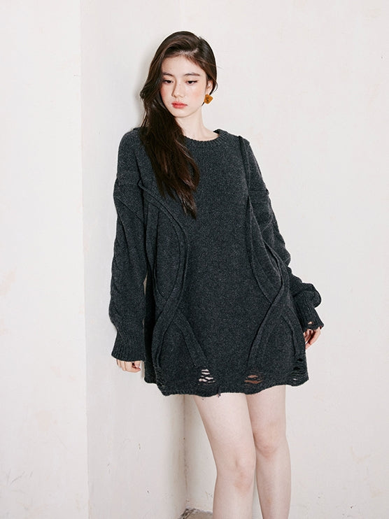 Dark Gray Loose Large Knit_BDHL6745