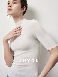 Half-Turtleneck Skinny Tops_BDHL6358