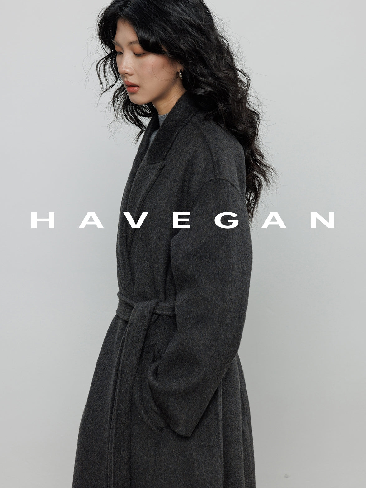 翻領腰帶長版大衣_BDHL7890