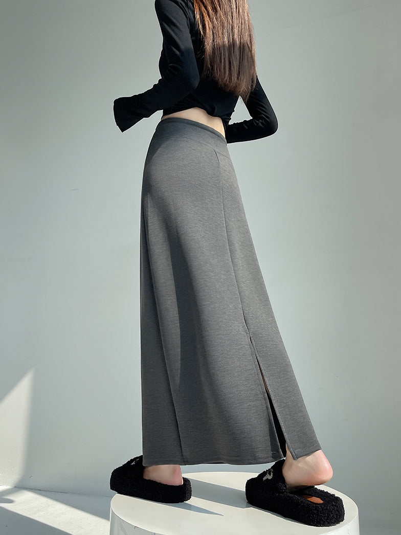 High-Waisted Slit Straight Skirt_BDHL7823