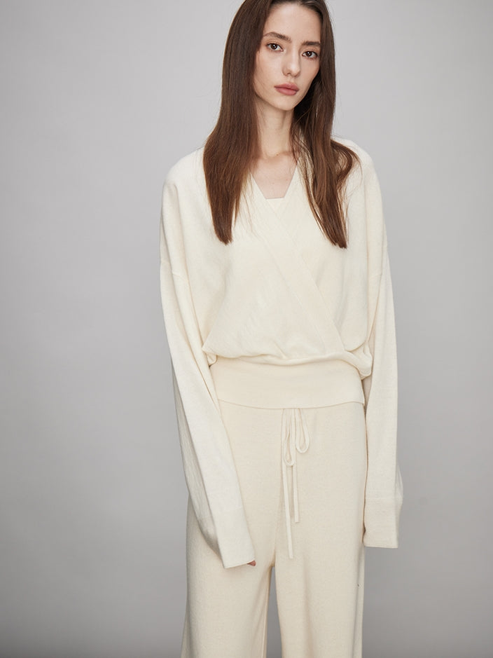 V-Neck Knit Tops Or Elasticated Waist Pants_BDHL7990