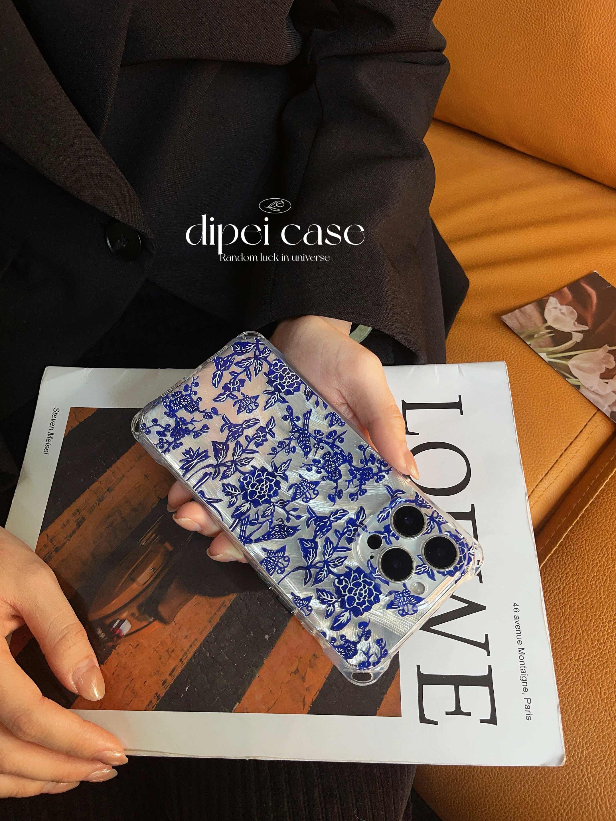 藍白花朵 iPhone 手機殼_BDHL7862