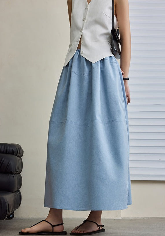 Slim Thin High Waist A-Line Skirt_BDHL5986