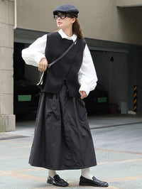 3D Pocket A-Line Long Skirt_BDHL6532