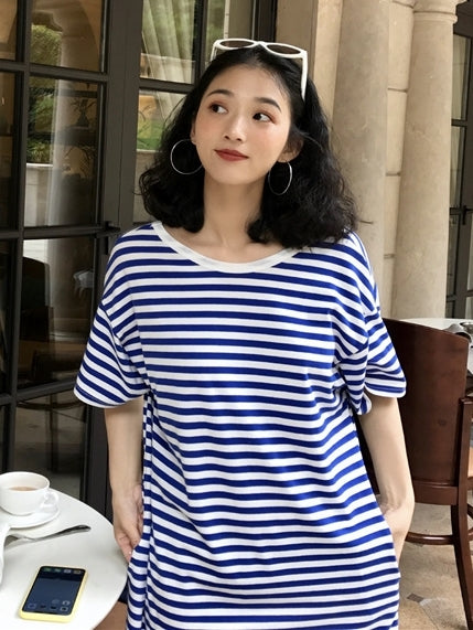 Backless Striped Sleeveless Dress_BDHL7548