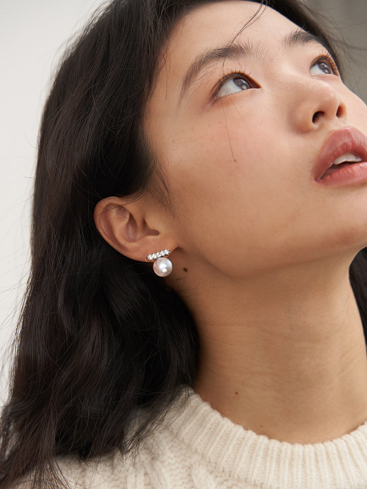 Simple Pearl Ear Clips or Pierced Earrings_BDHL7465