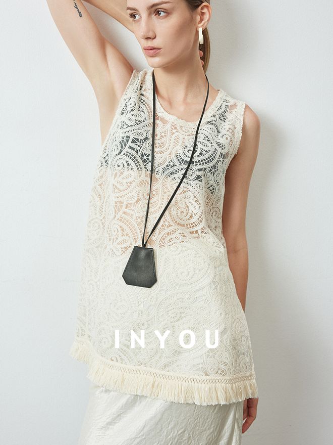 Tassel Lace Vest or Collarless Jacket_BDHL6142