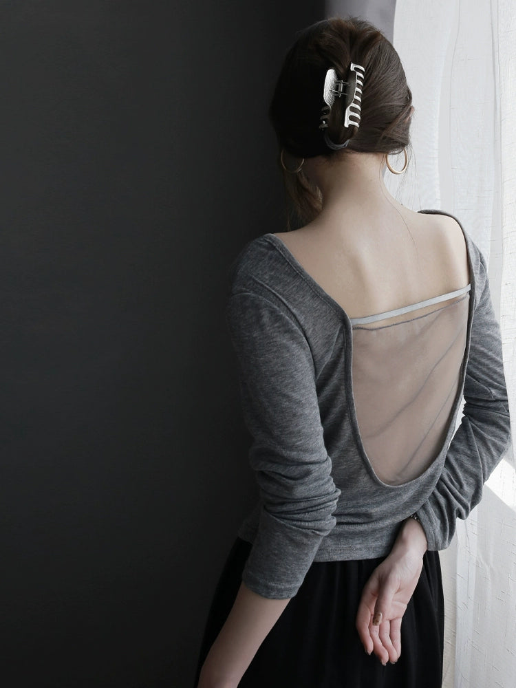 Slim Fit Mesh Stitch Long Sleeve Base Top_BDHL7308