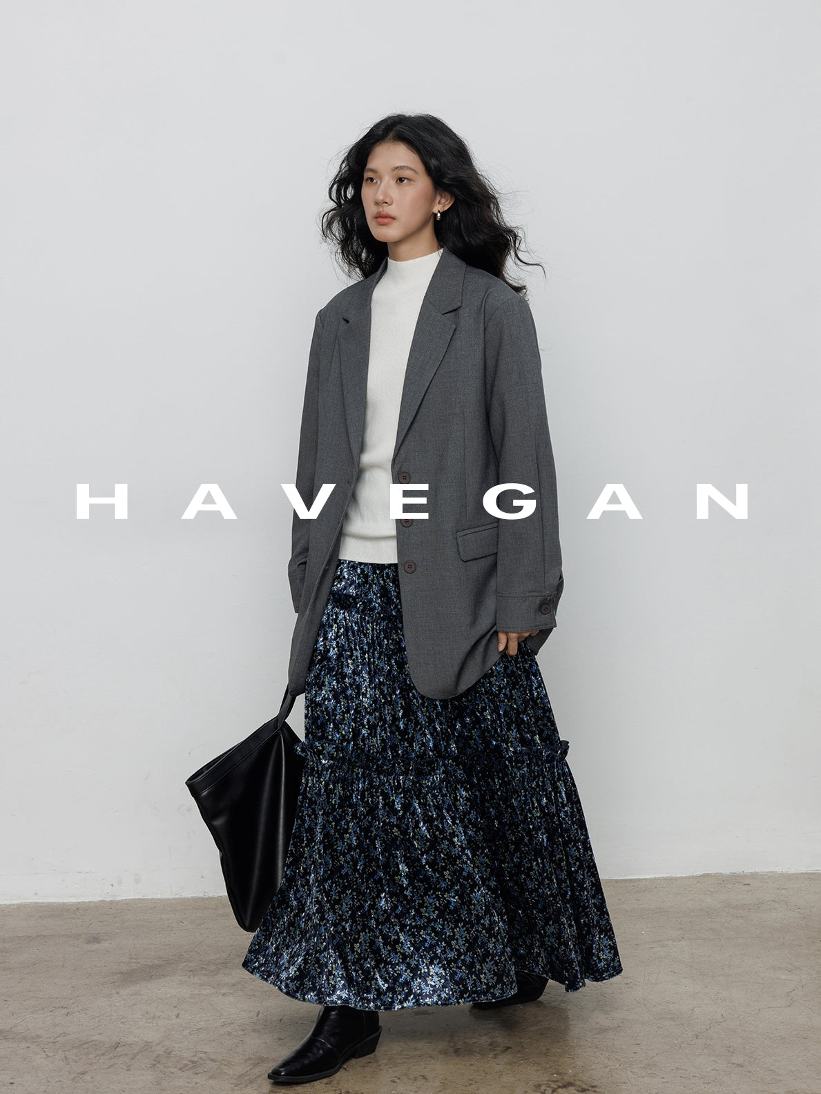 Retro Floral Print A-Line Skirt_BDHL7897