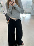 Black Casual Mop Pants_BDHL7137