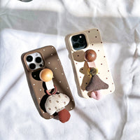 Wooden Mushroom Stand Cute Mushroom Charm Phone Case_HL3271