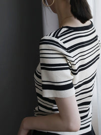 Striped Square Neck T-Shirt_BDHL6046