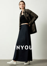 Tucked Straight Long Skirt_BDHL6387