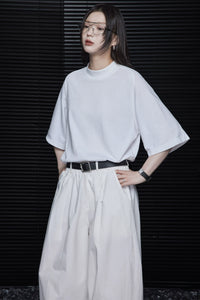 Cotton loose chic white t shirt_BDHL5908