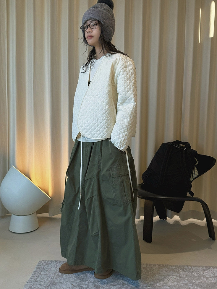 V-Neck Diamond-Stitch Jacket_BDHL8133