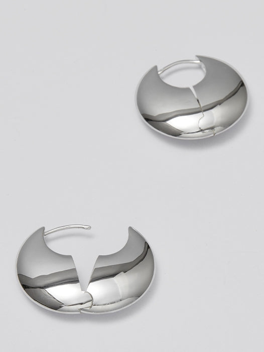 Round Silver Pierced Earrings_BDHL7463