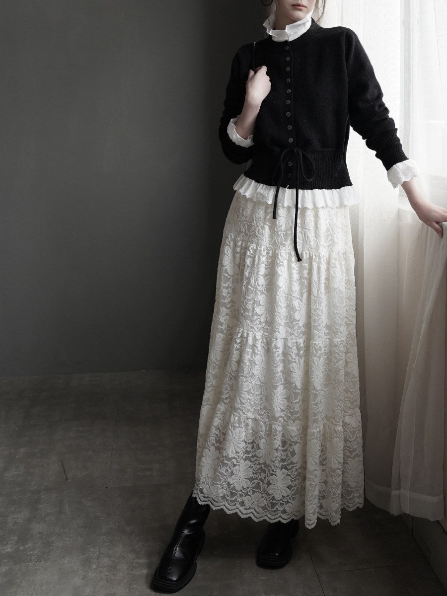 Embroidered Lace Skirt_BDHL8162