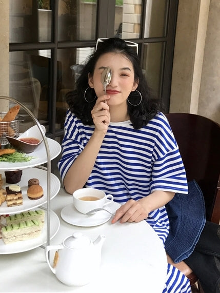 Backless Striped Sleeveless Dress_BDHL7548