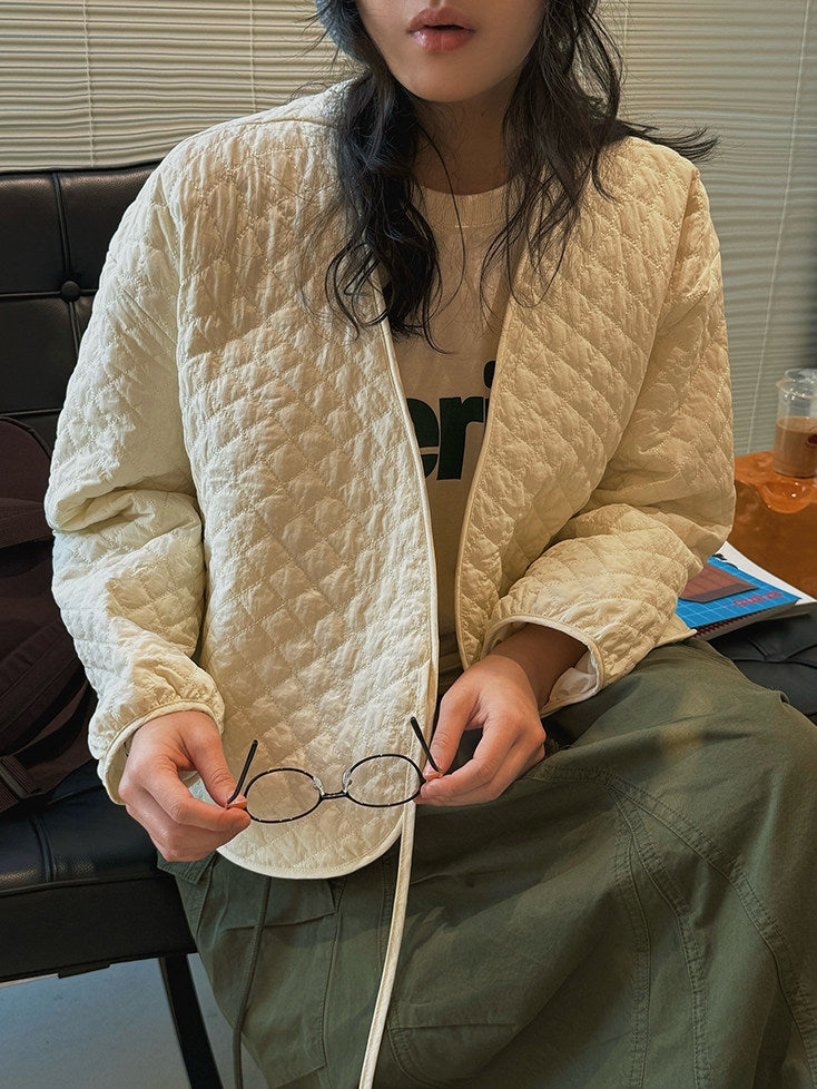 V-Neck Diamond-Stitch Jacket_BDHL8133