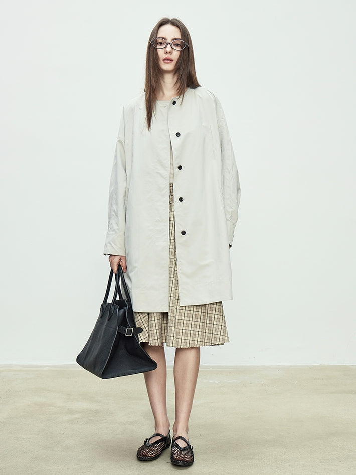 Collarless Long Windbreaker_BDHL7102
