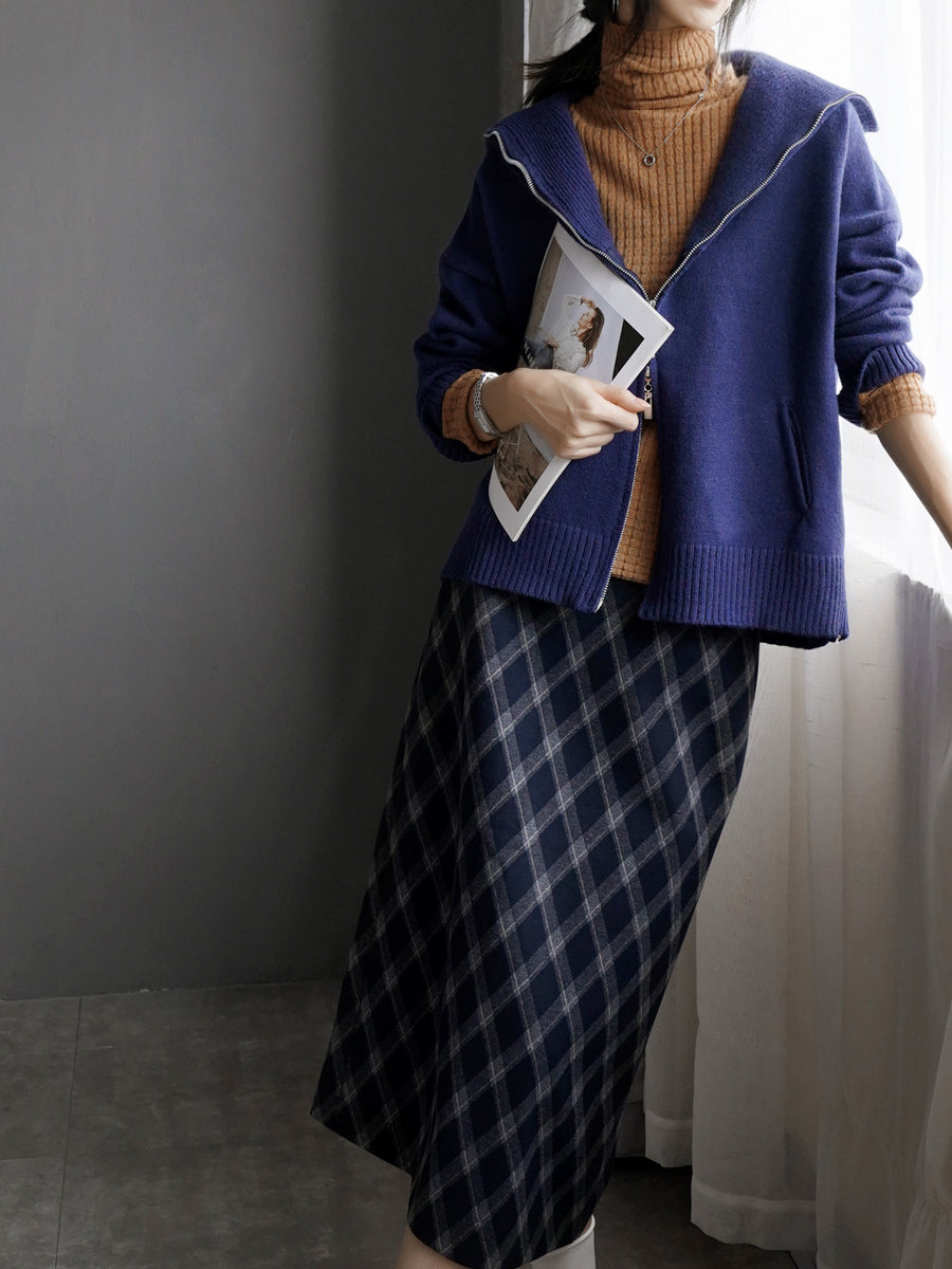 Turtleneck Or High-Neck Waffle Knit Tops_BDHL7930