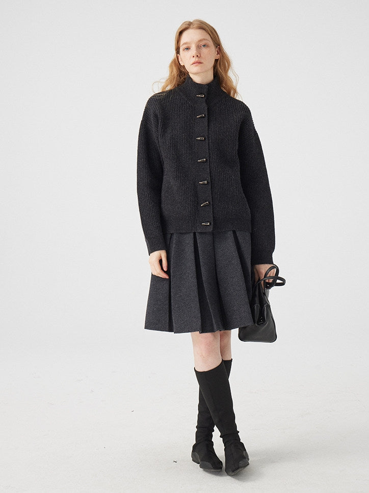 立領羅紋針織開襟衫_BDHL8117