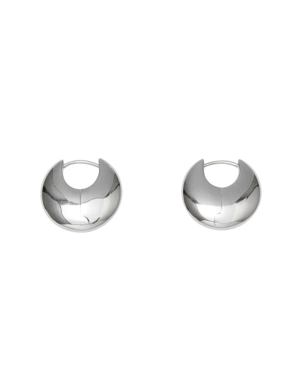 Round Silver Pierced Earrings_BDHL7463