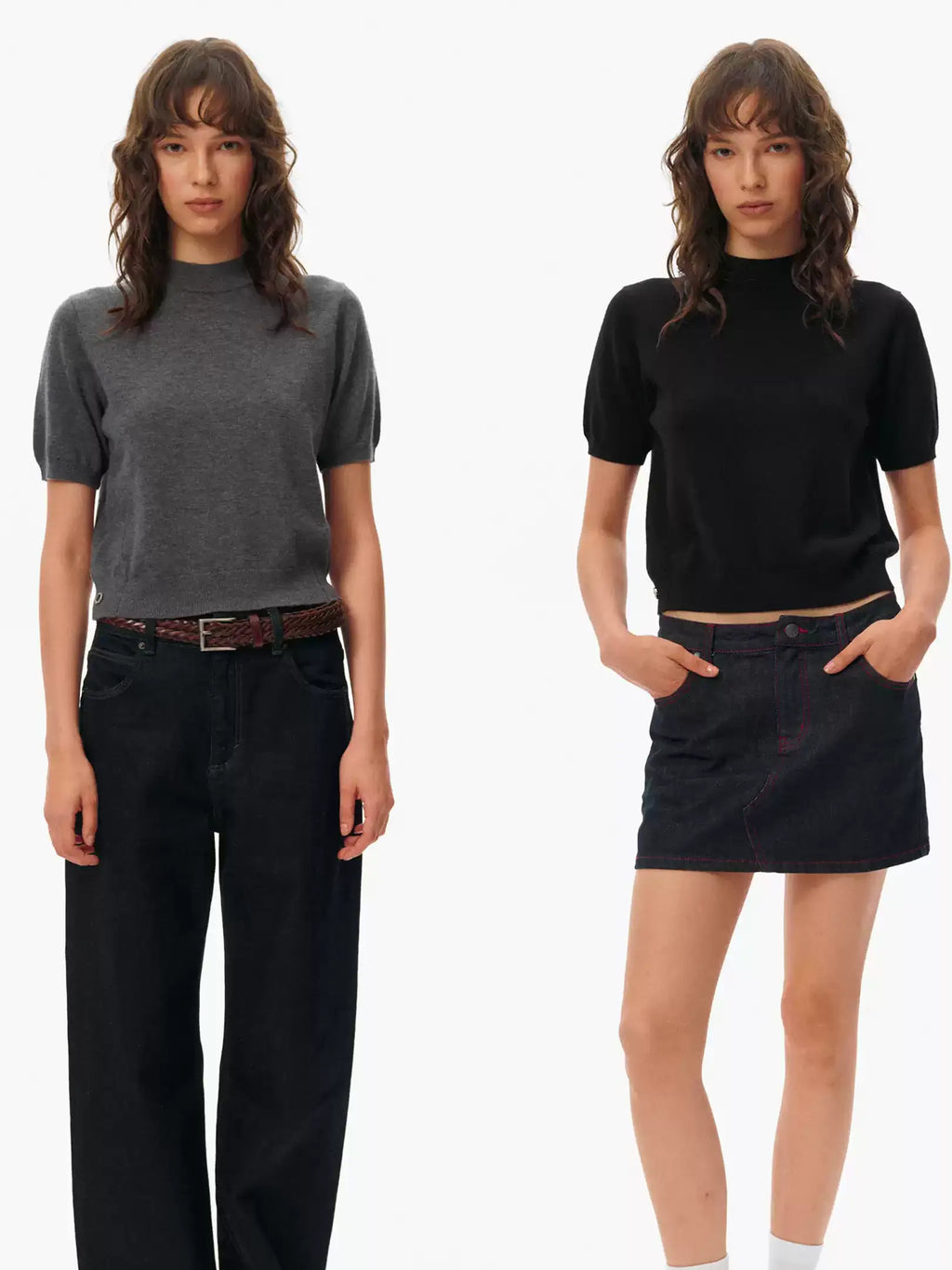 High-Neck Short-Sleeved Knit Tops_BDHL8106