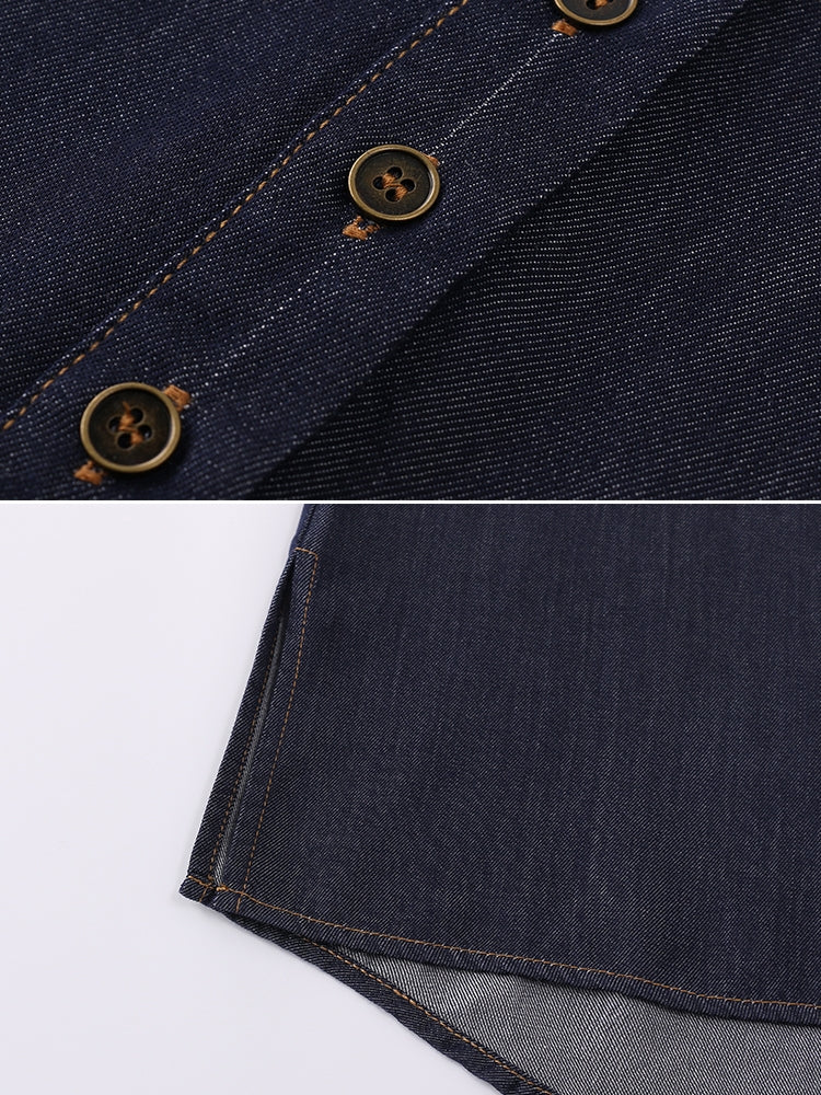 Denim Long-Sleeved Denim Shirt_BDHL7710