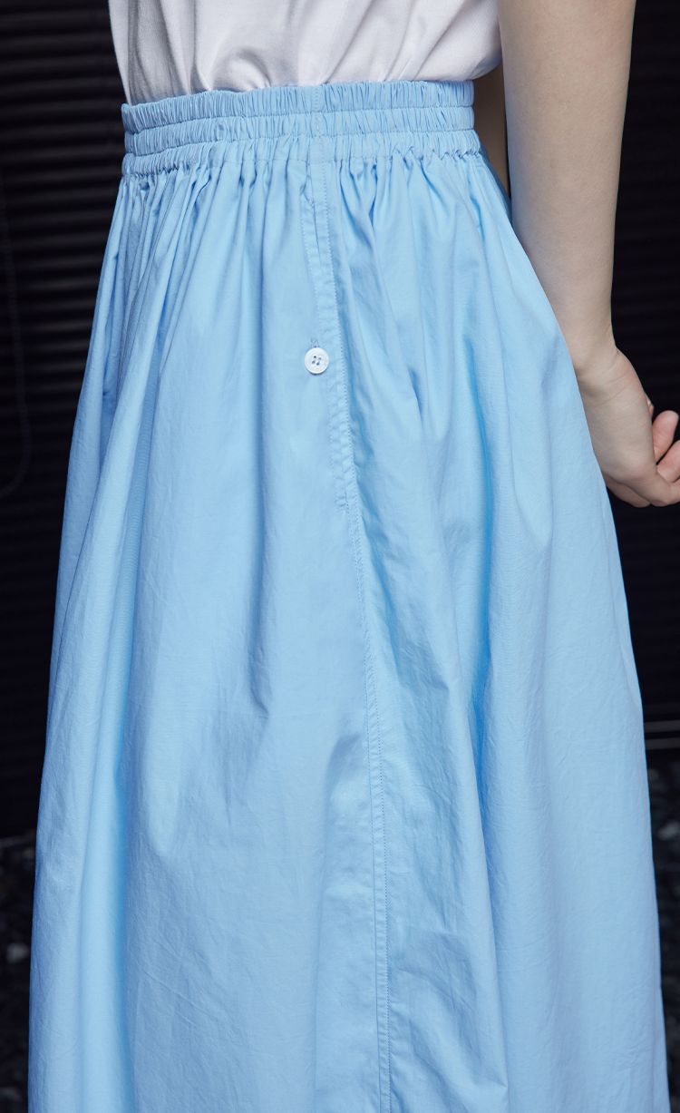 High Waist Draped Blue Skirt _BDHL6027