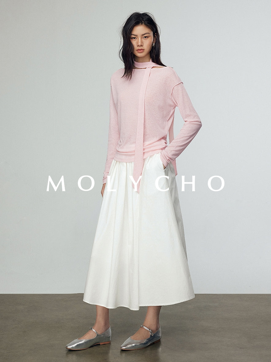 Loose A-Line Pleated Skirt_BDHL7244