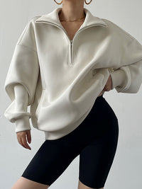 Half Zip Stand Collar Sweatshirt_BDHL6470