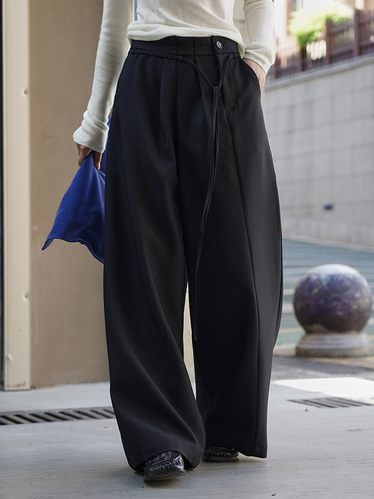 Pleated Side-Drape Pants_BDHL7773
