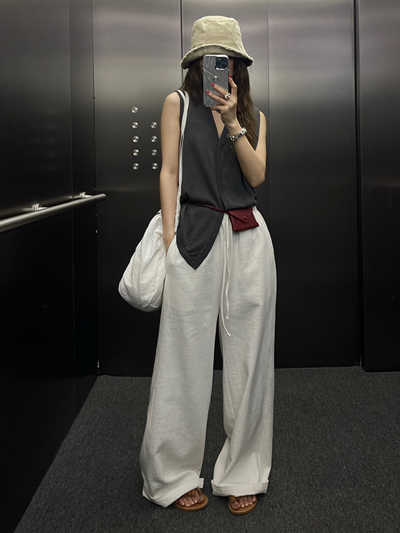 Elasticated Waist Wide Pants_BDHL7546