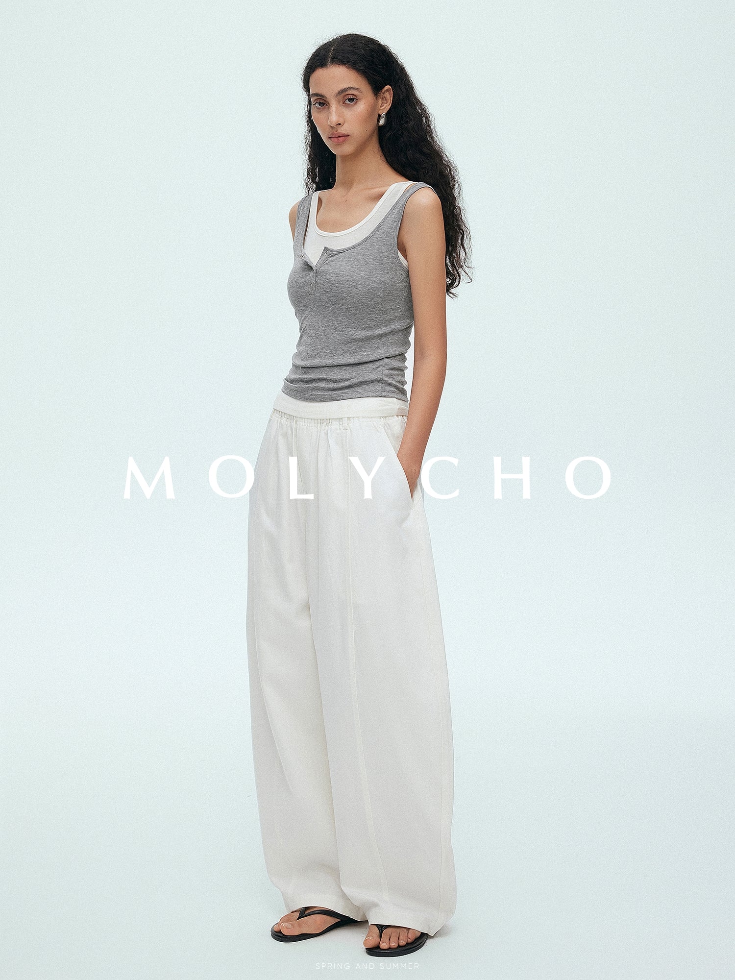 Henry Neck Tank Top Or White Tank Top_BDHL7515