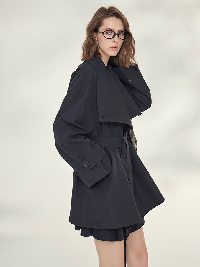 Tide Drawstring Short Trench Coat_BDHL7735