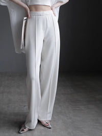 High-waisted slim draped Pants_BDHL7419