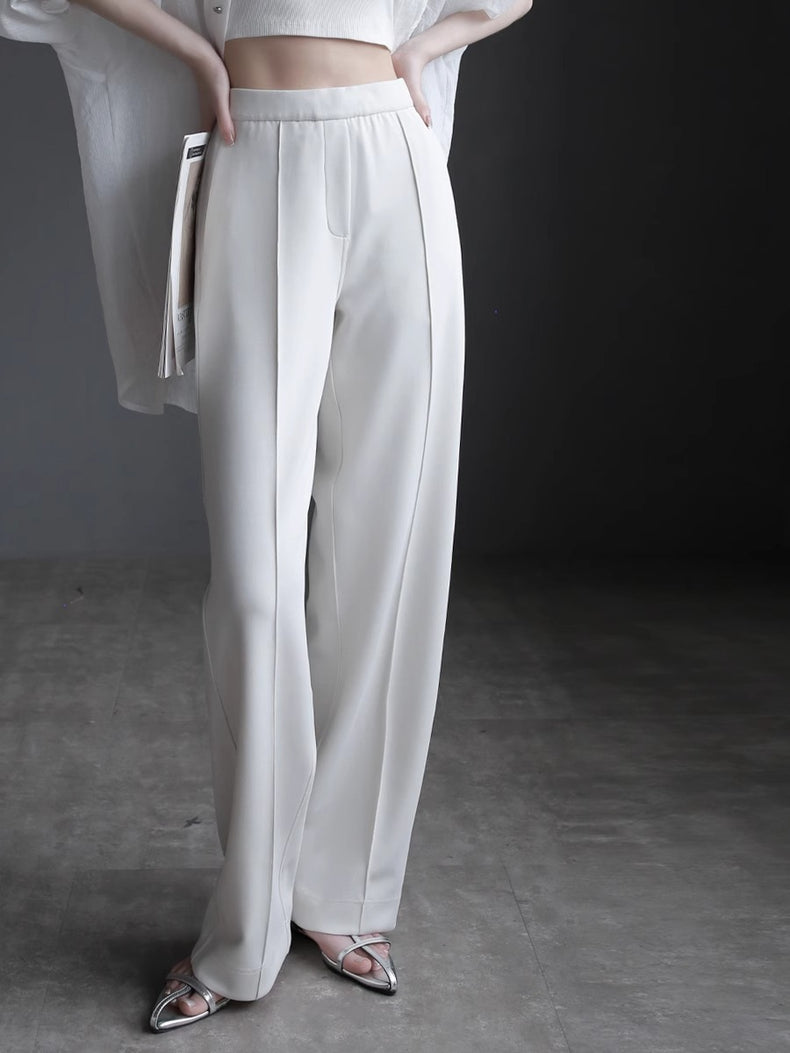 High-waisted slim draped Pants_BDHL7419