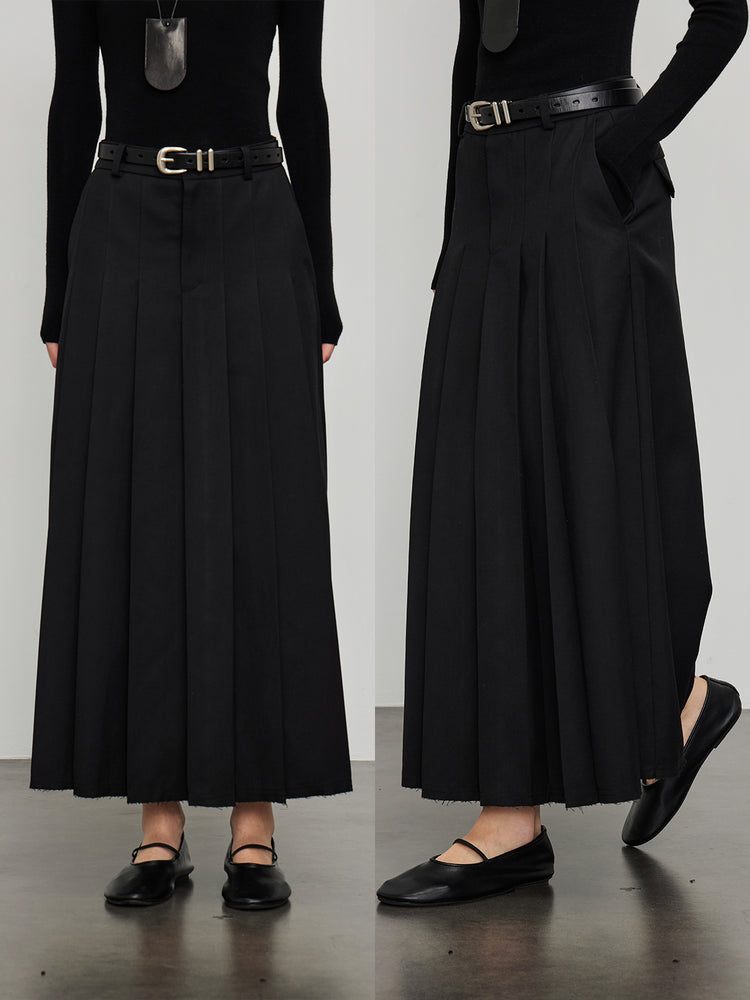 Pressed Pleated Long Skirt_BDHL6444