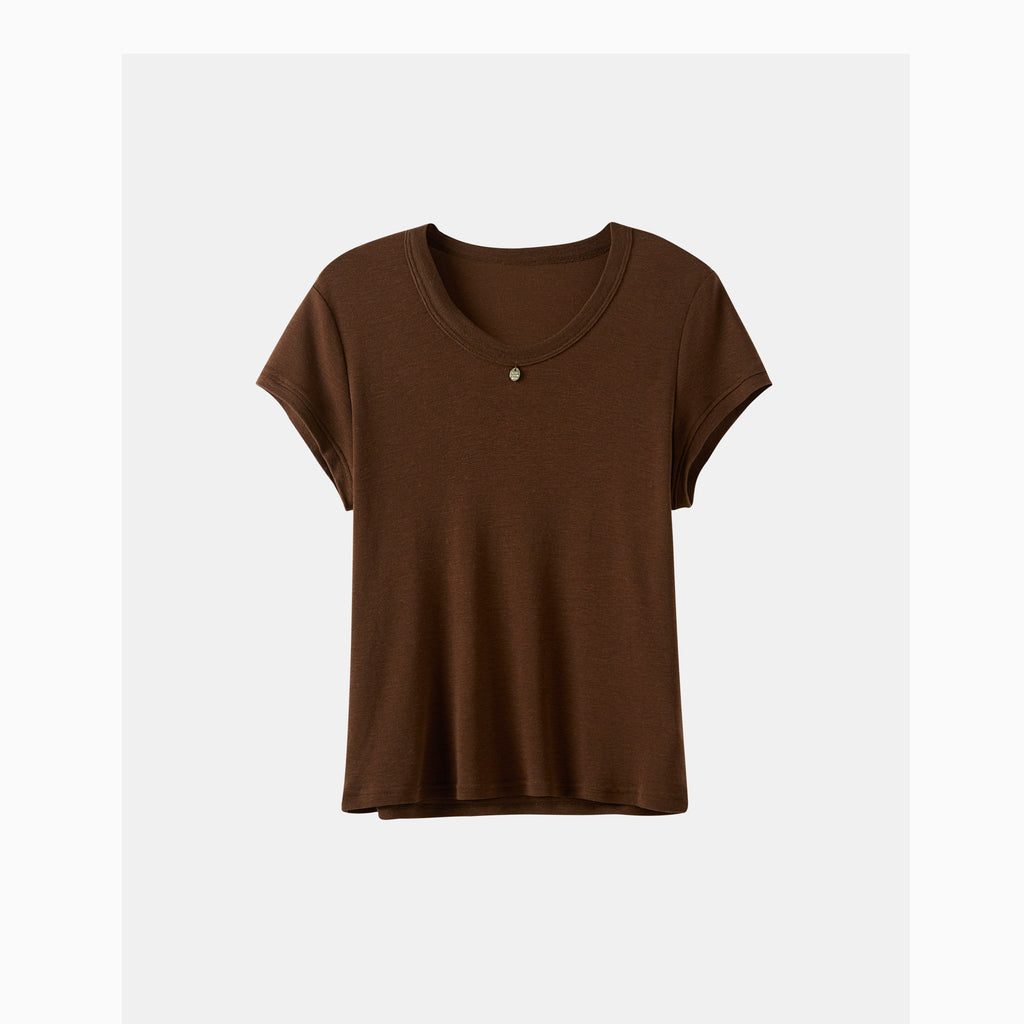 Tencel-Wool Slim Short-Sleeve Top_BDHL8335