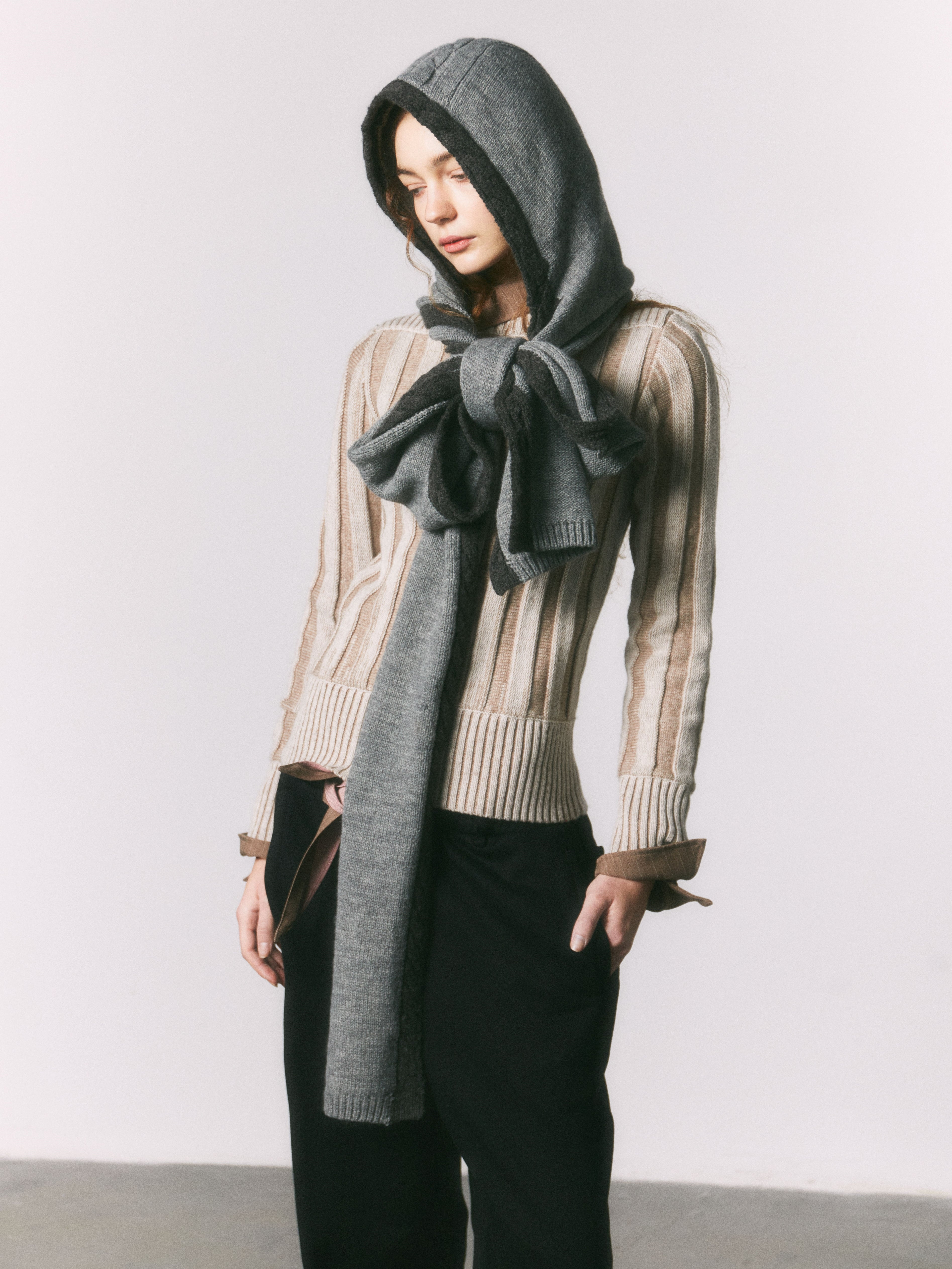Contrast Colour Hooded Scarf_BDHL6963